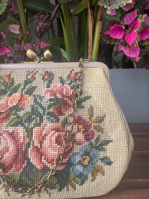 Floral Petit Point Vintage Bag from 1940's Vintage Pre-loved
