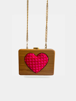 Valentine special heart shaped wooden clutch bag