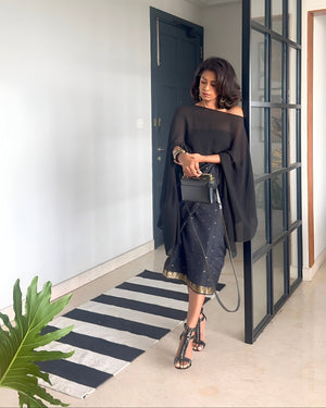 The Draped Cape Top - Black