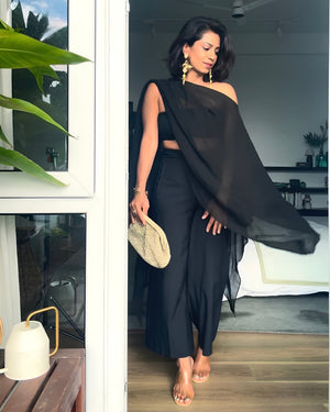 The Draped Cape Top - Black