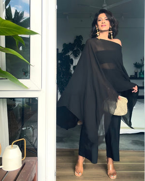 The Draped Cape Top - Black
