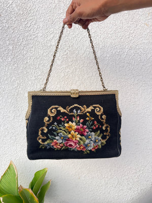 Floral Petit Point Vintage Bag from 1940's Vintage Pre-loved