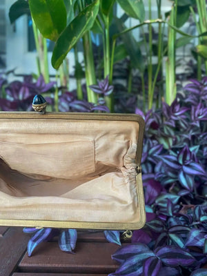 Enamelled 1930's Gilt Frame Petit Point Floral Purse - Rachana Reddy