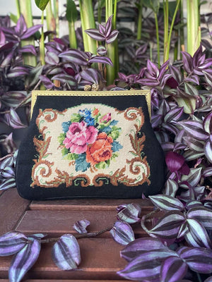Floral PETIT POINT VINTAGE BAG FROM 1950'S - Rachana Reddy