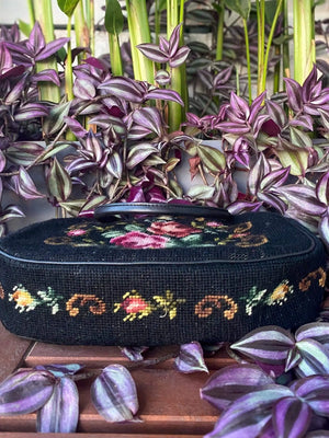 FLORAL PETIT POINT VINTAGE BAG FROM 1950'S - Rachana Reddy