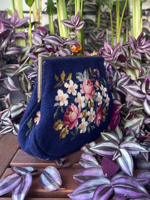 FLORAL PETIT POINT VINTAGE BAG FROM 1960'S - Rachana Reddy