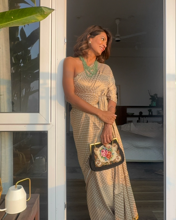 Sarees Reimagined No. 01: The Gold Saree Dress