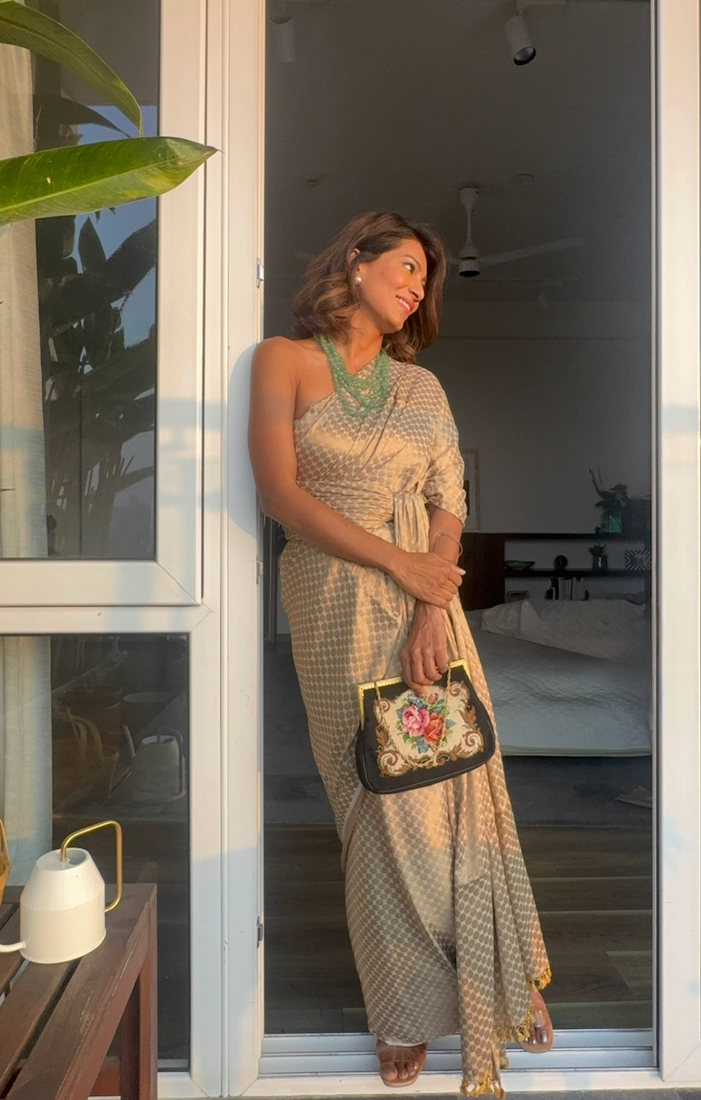 Sarees Reimagined No. 01: The Gold Saree Dress