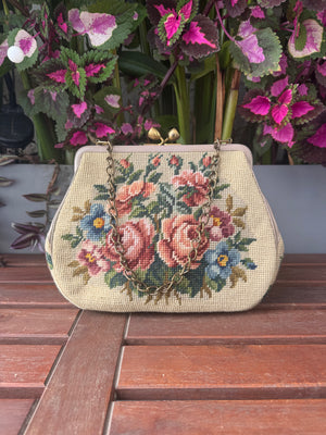 Floral Petit Point Vintage Bag from 1940's