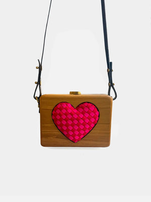 Valentine special heart shaped wooden clutch bag