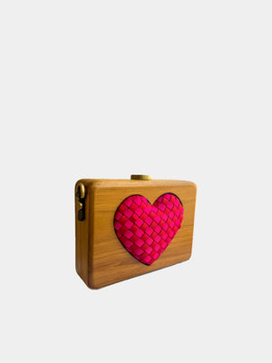 Valentine special heart shaped wooden clutch bag