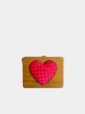 Valentine special heart shaped wooden clutch bag