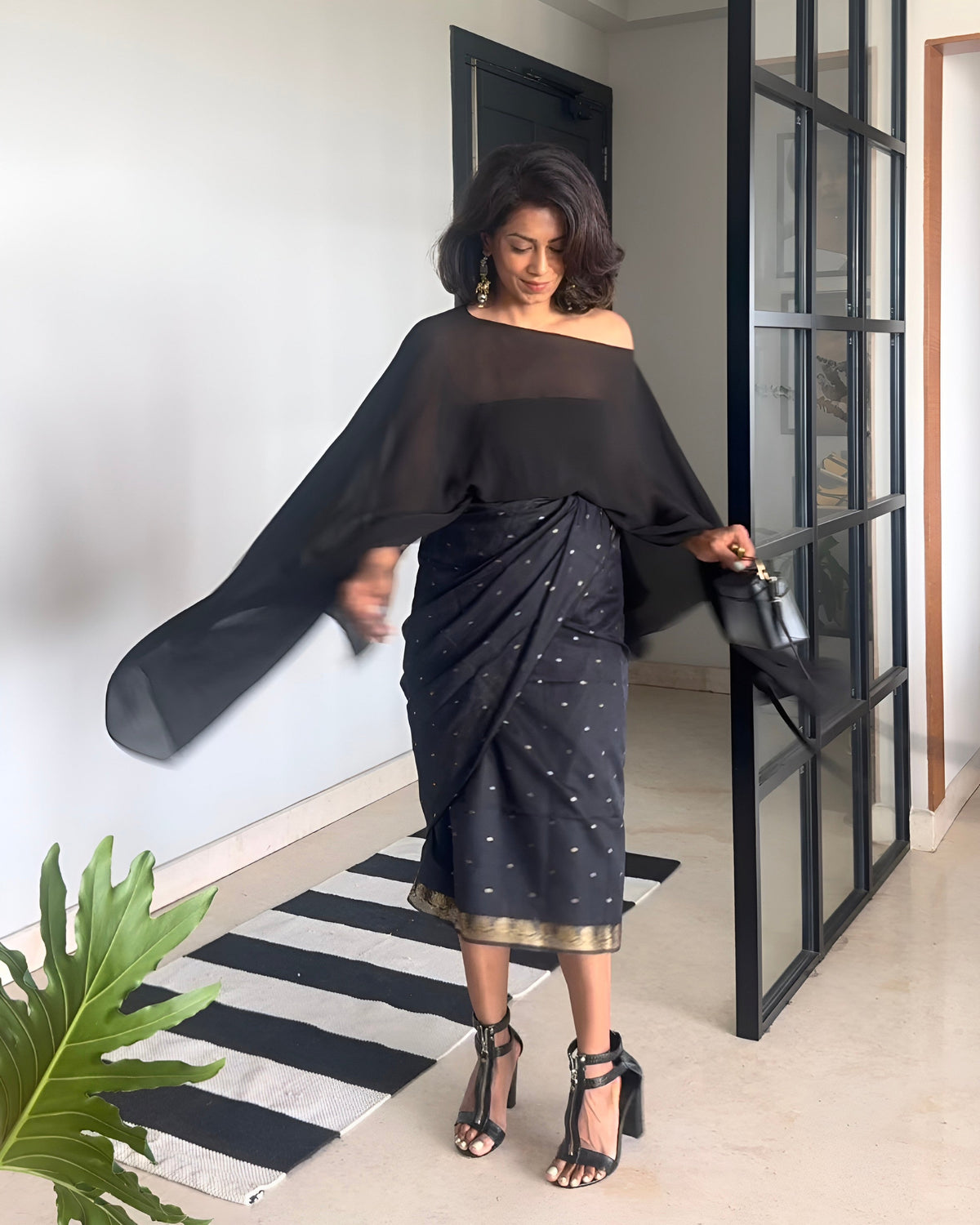 The Draped Cape Top - Black