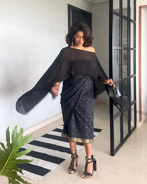 The Draped Cape Top - Black