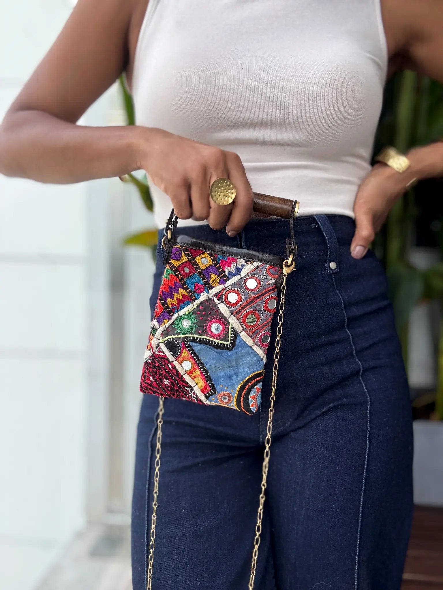 colorful embroidered banjara handbag potli