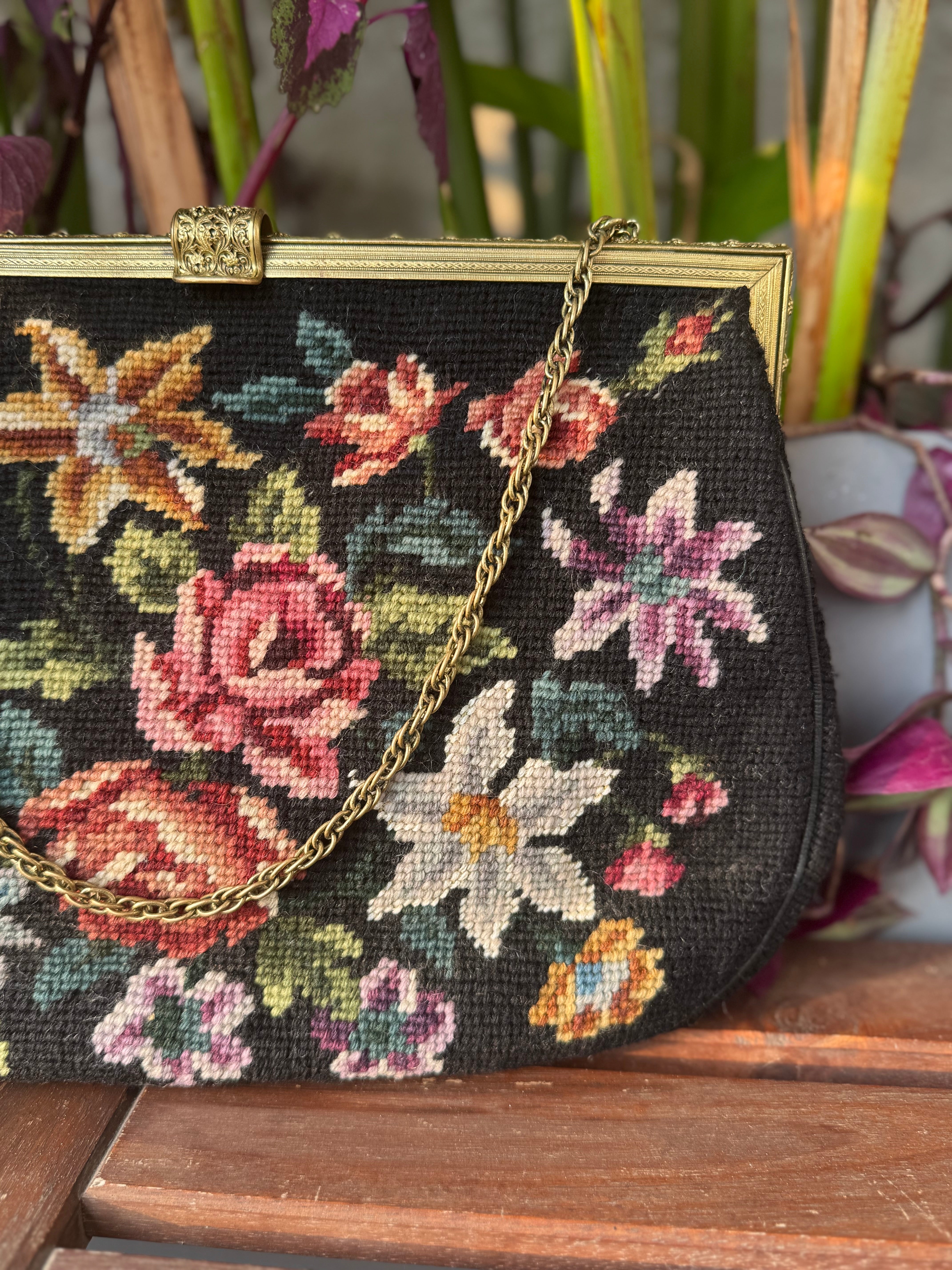 美品！Petit Point 刺繍バッグ Petit Point】ハンドバック【Michiko Kuge】久家道子 - メルカリ