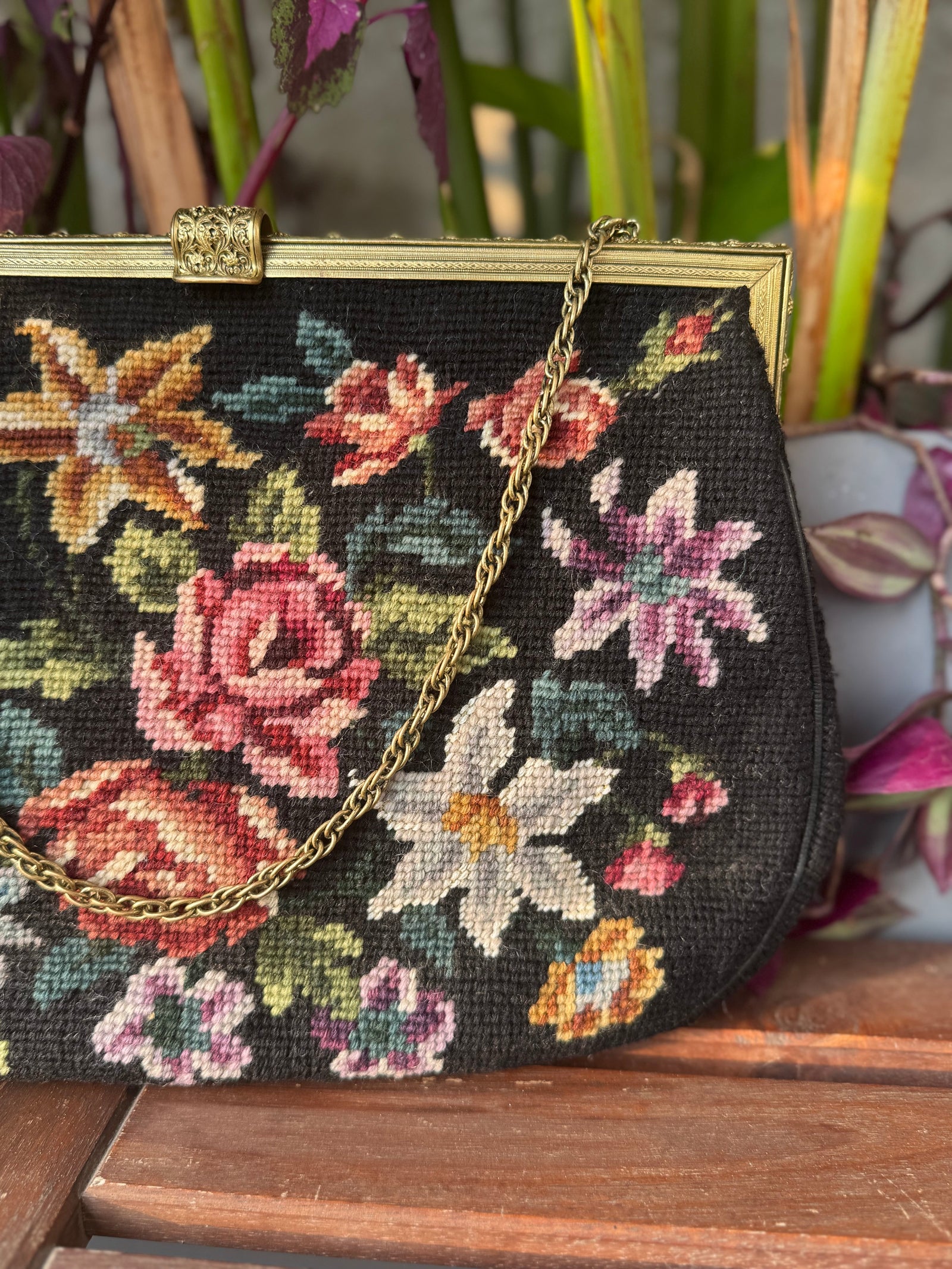 Floral Petit Point Vintage Bag from 1950's Vintage Pre-loved