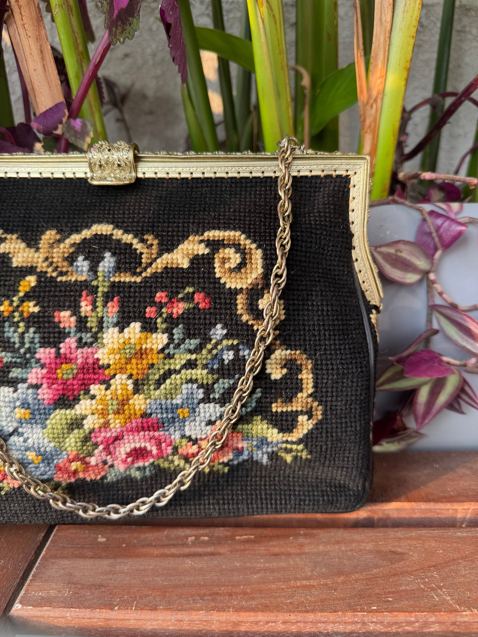 Floral Petit Point Vintage Bag from 1940's Vintage Pre-loved