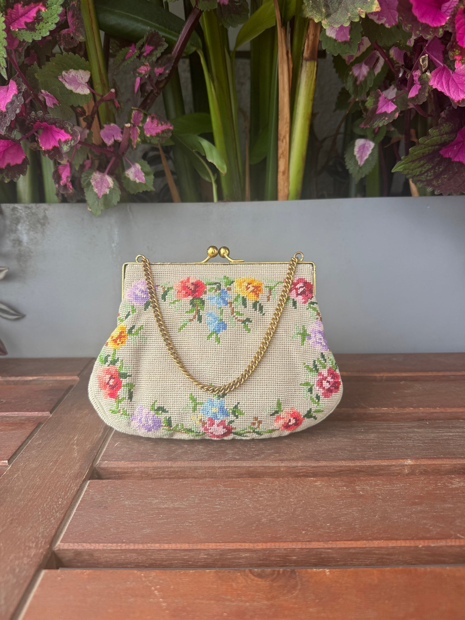 Floral Petit Point Vintage Bag from 1940's Vintage Pre-loved