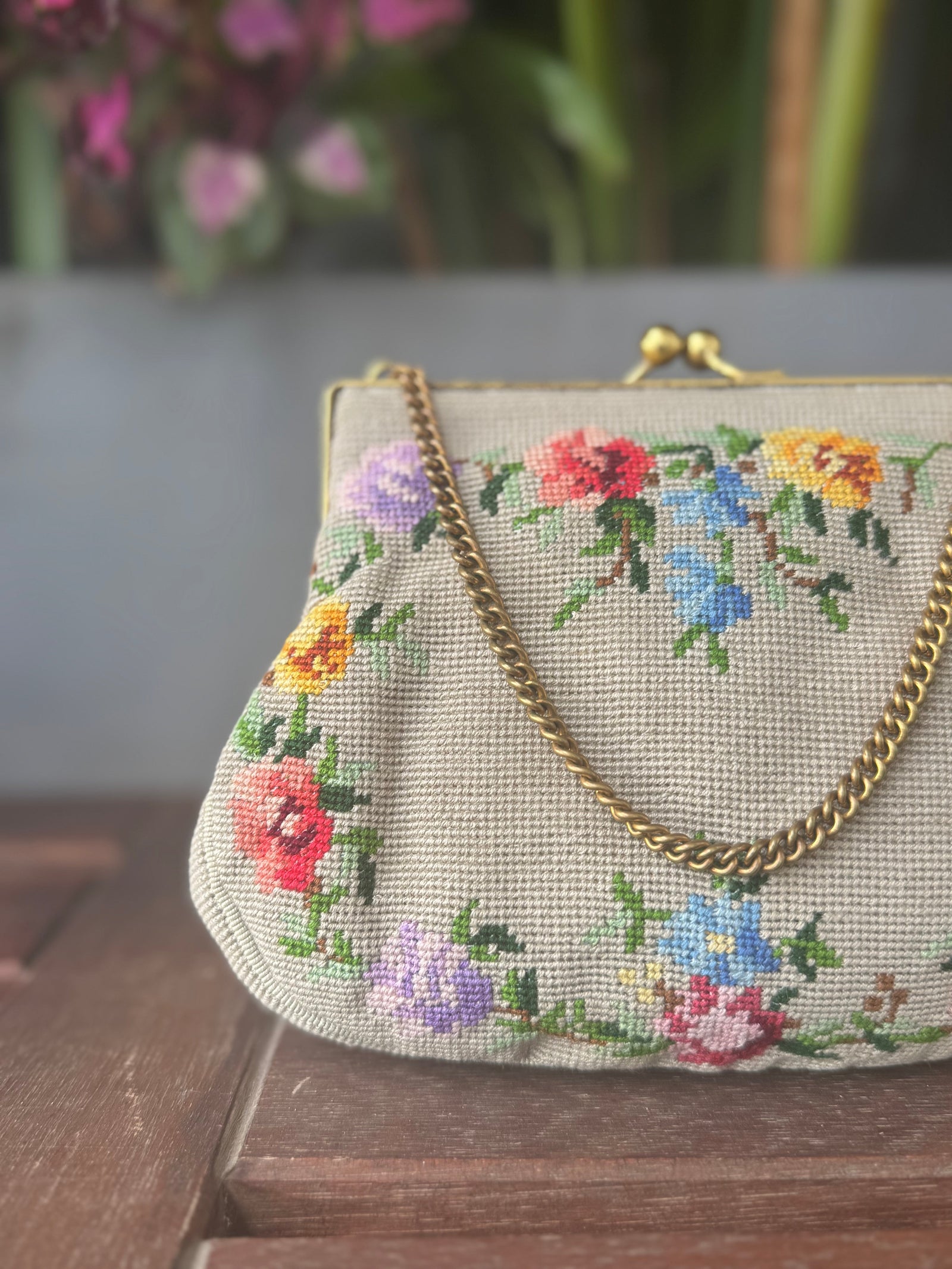 Floral Petit Point Vintage Bag from 1940's Vintage Pre-loved