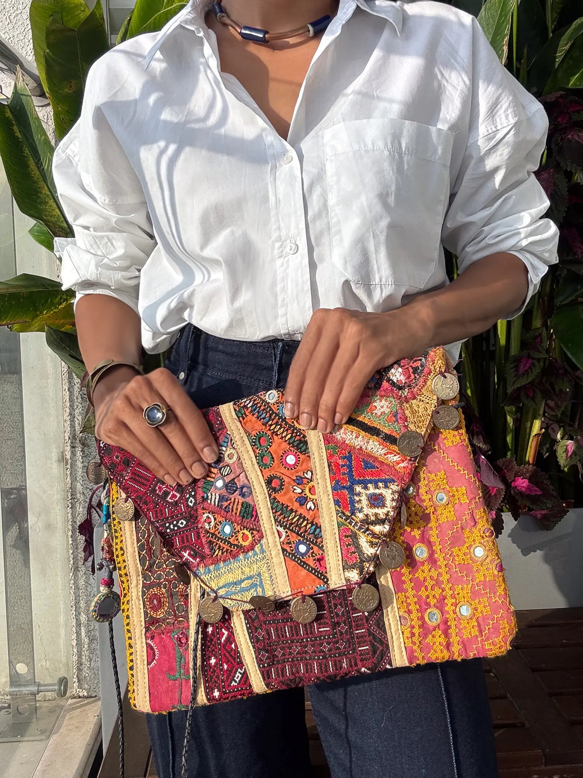Colorful banjara tribal embroidered handbag 