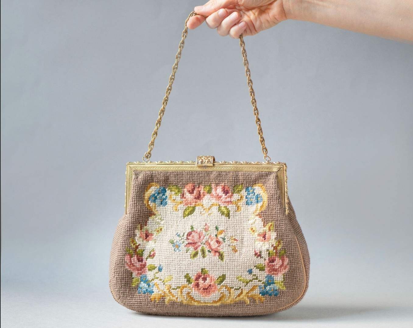 Floral Petit point Vintage bag