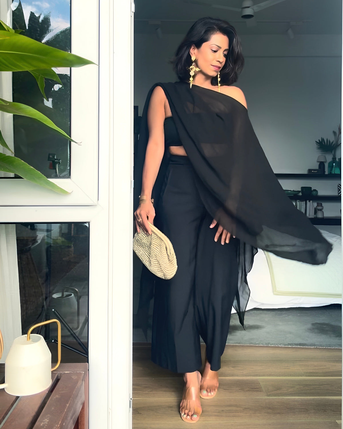 The Draped Cape Top - Black