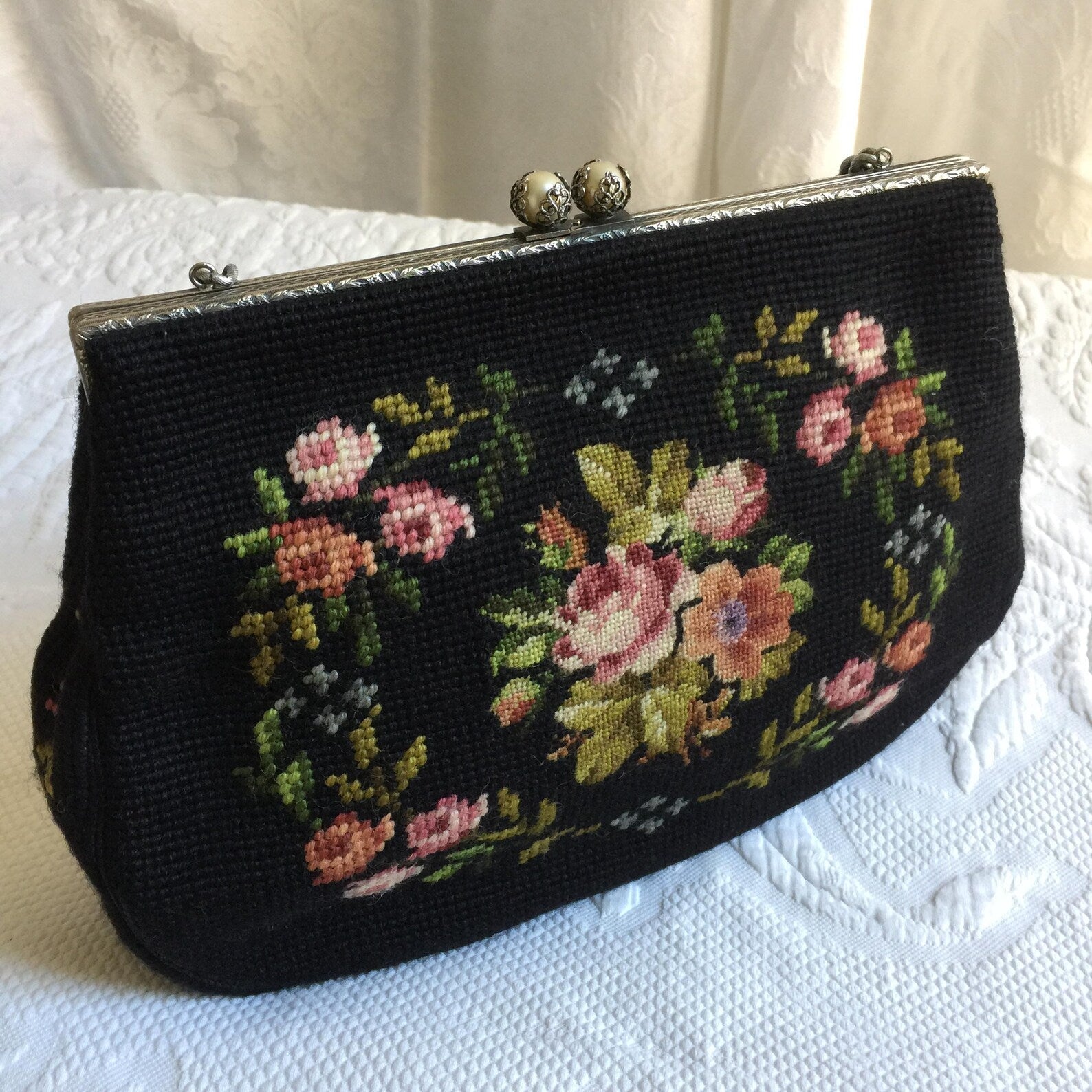 Floral Petit Point Vintage Bag from 1940's Vintage Pre-loved