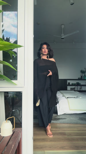 The Draped Cape Top - Black