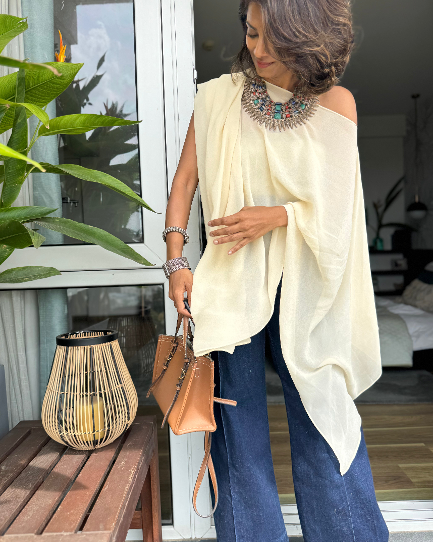 The Draped Cape - Cream