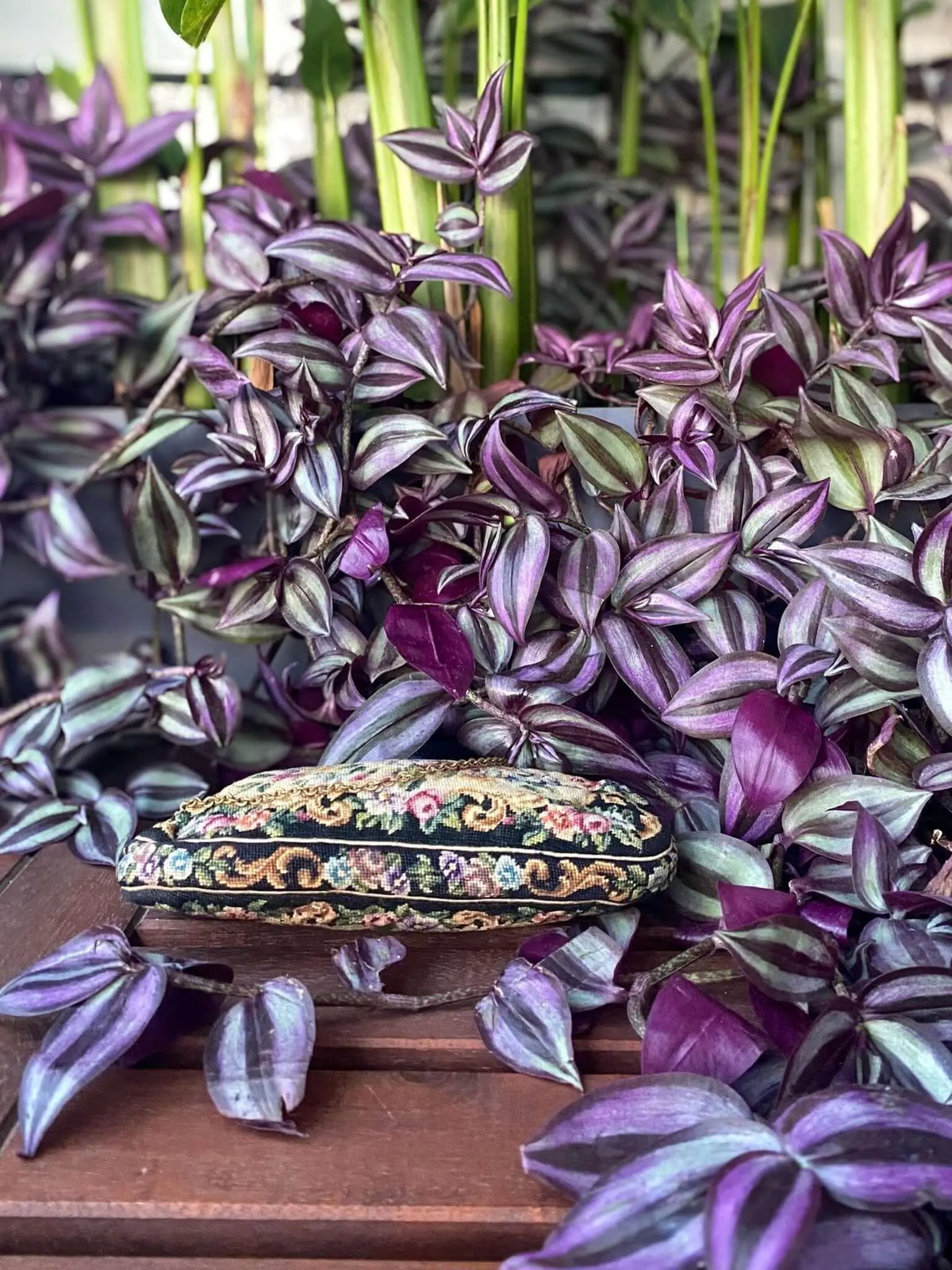 Enamelled 1930's Gilt Frame Petit Point Floral Purse - Rachana Reddy