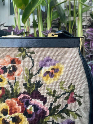 FLORAL PETIT POINT VINTAGE BAG FROM 1940'S - Rachana Reddy