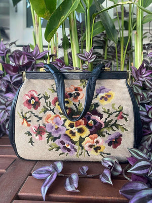 FLORAL PETIT POINT VINTAGE BAG FROM 1940'S - Rachana Reddy