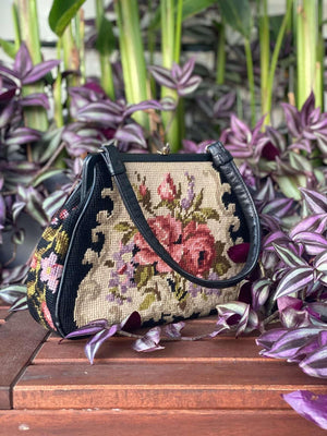 FLORAL PETIT POINT VINTAGE BAG FROM 1940'S - Rachana Reddy