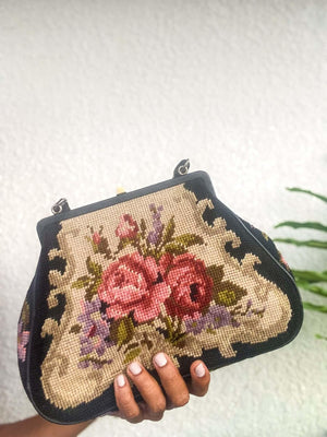 FLORAL PETIT POINT VINTAGE BAG FROM 1940'S - Rachana Reddy