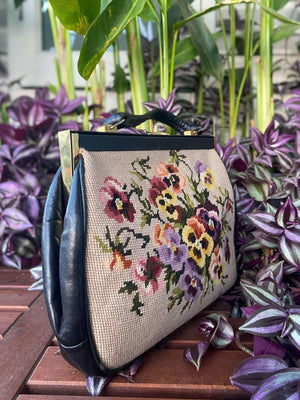 FLORAL PETIT POINT VINTAGE BAG FROM 1940'S - Rachana Reddy