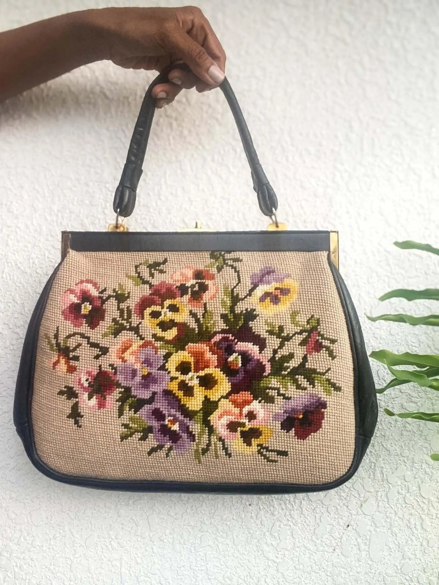 FLORAL PETIT POINT VINTAGE BAG FROM 1940'S - Rachana Reddy