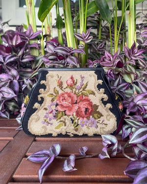 FLORAL PETIT POINT VINTAGE BAG FROM 1940'S - Rachana Reddy