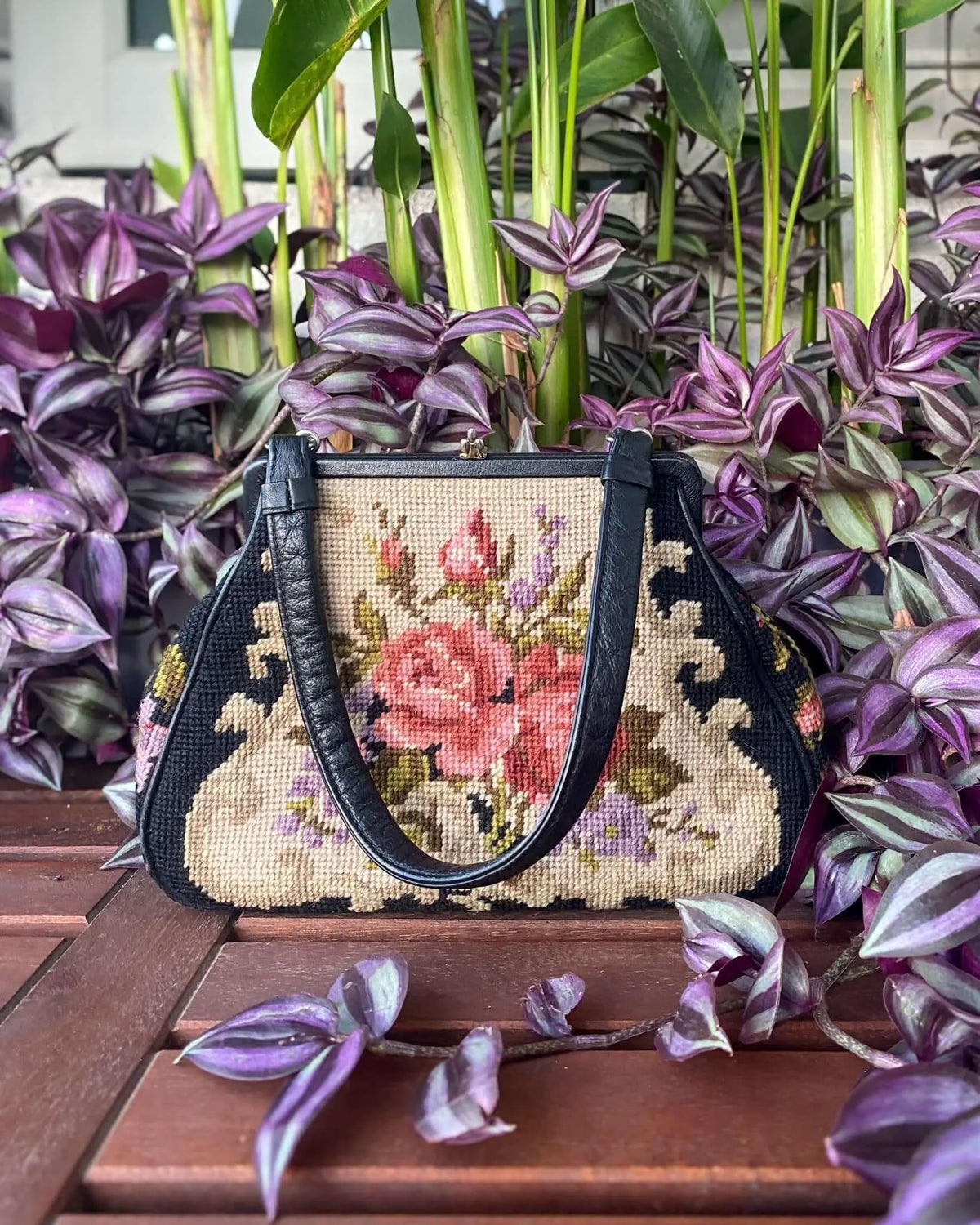 FLORAL PETIT POINT VINTAGE BAG FROM 1940'S - Rachana Reddy