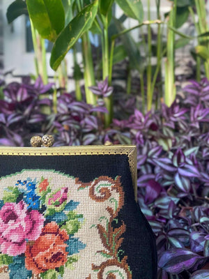 Floral PETIT POINT VINTAGE BAG FROM 1950'S - Rachana Reddy