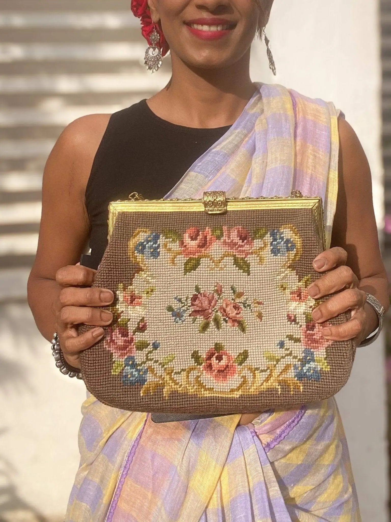Floral Petit point Vintage bag from 1950's - Rachana Reddy