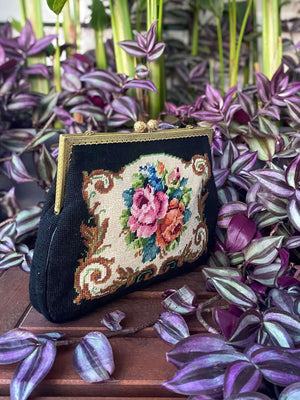 Floral PETIT POINT VINTAGE BAG FROM 1950'S - Rachana Reddy