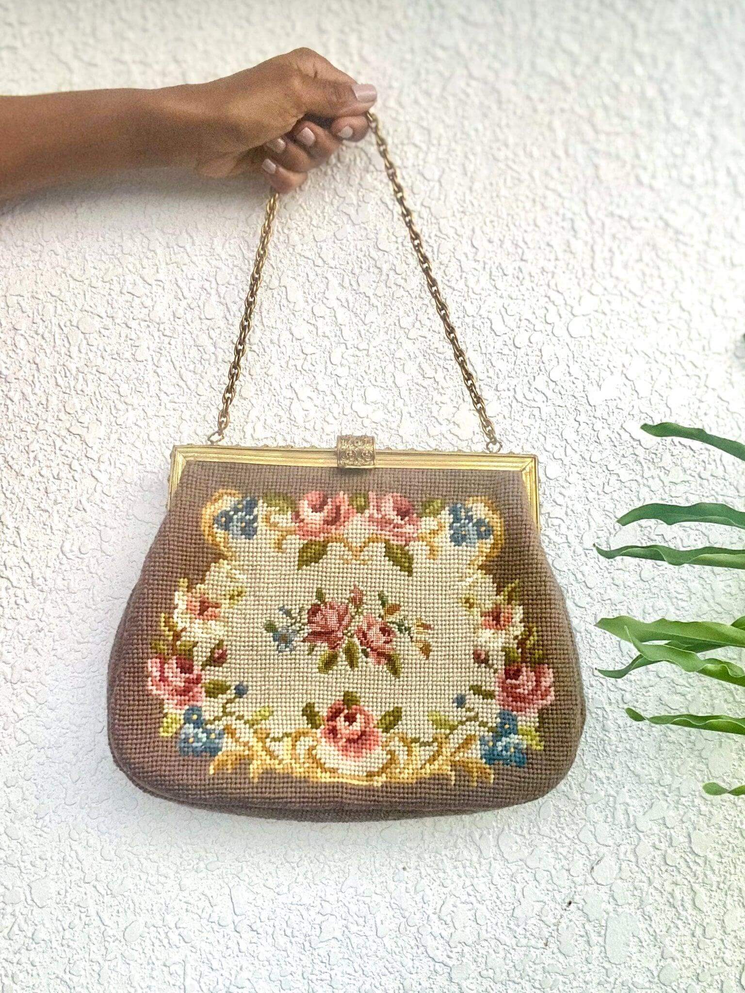 Floral Petit point Vintage bag from 1950's - Rachana Reddy