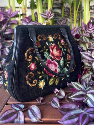 FLORAL PETIT POINT VINTAGE BAG FROM 1950'S - Rachana Reddy