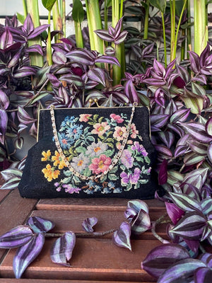 Floral PETIT POINT VINTAGE BAG FROM 1960'S - Rachana Reddy