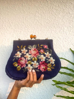 FLORAL PETIT POINT VINTAGE BAG FROM 1960'S - Rachana Reddy