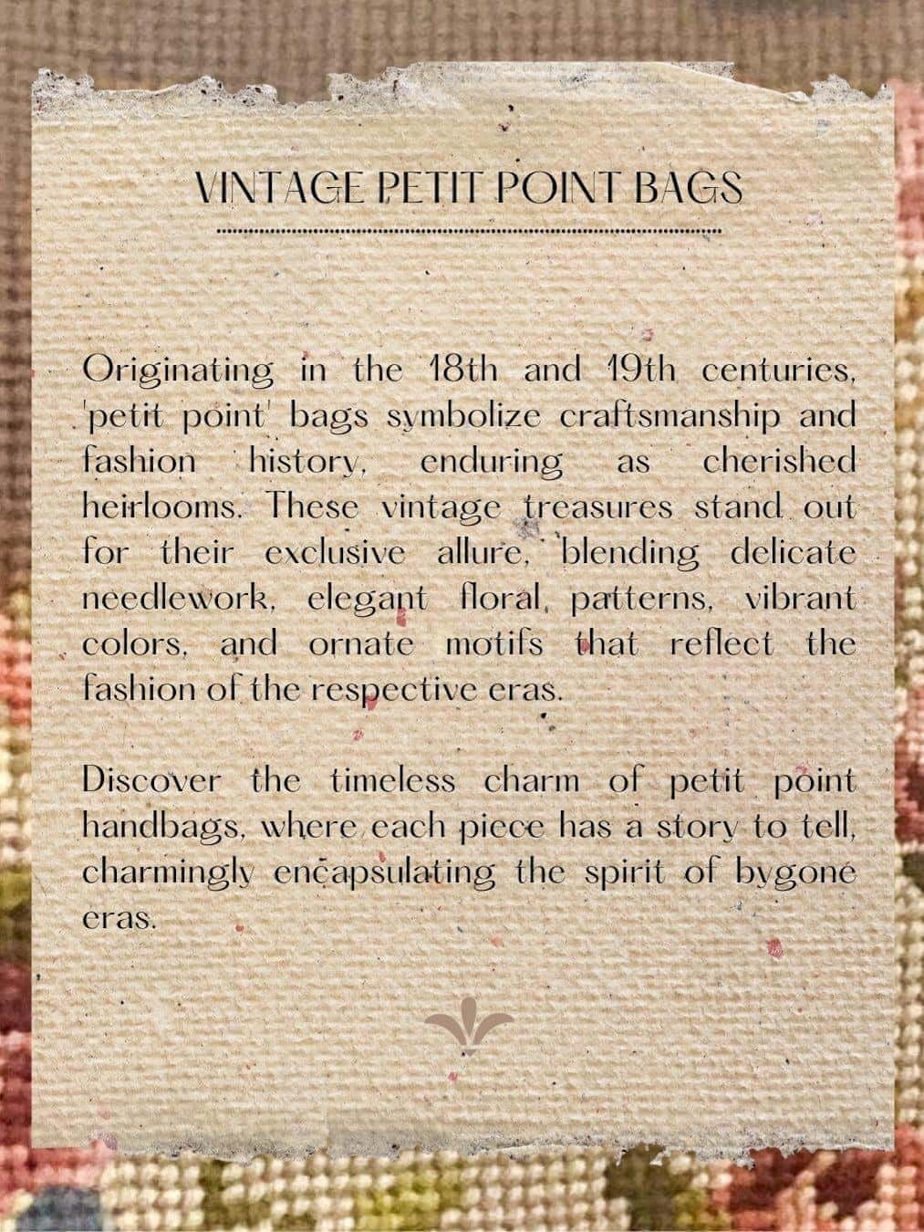 FLORAL PETIT POINT VINTAGE BAG FROM 1960'S - Rachana Reddy