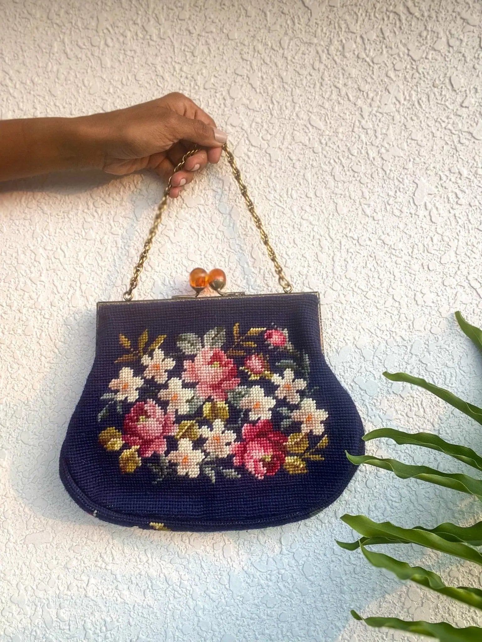 FLORAL PETIT POINT VINTAGE BAG FROM 1960'S - Rachana Reddy