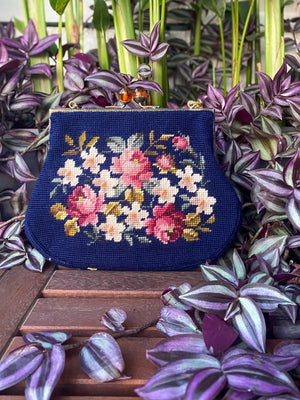 FLORAL PETIT POINT VINTAGE BAG FROM 1960'S - Rachana Reddy
