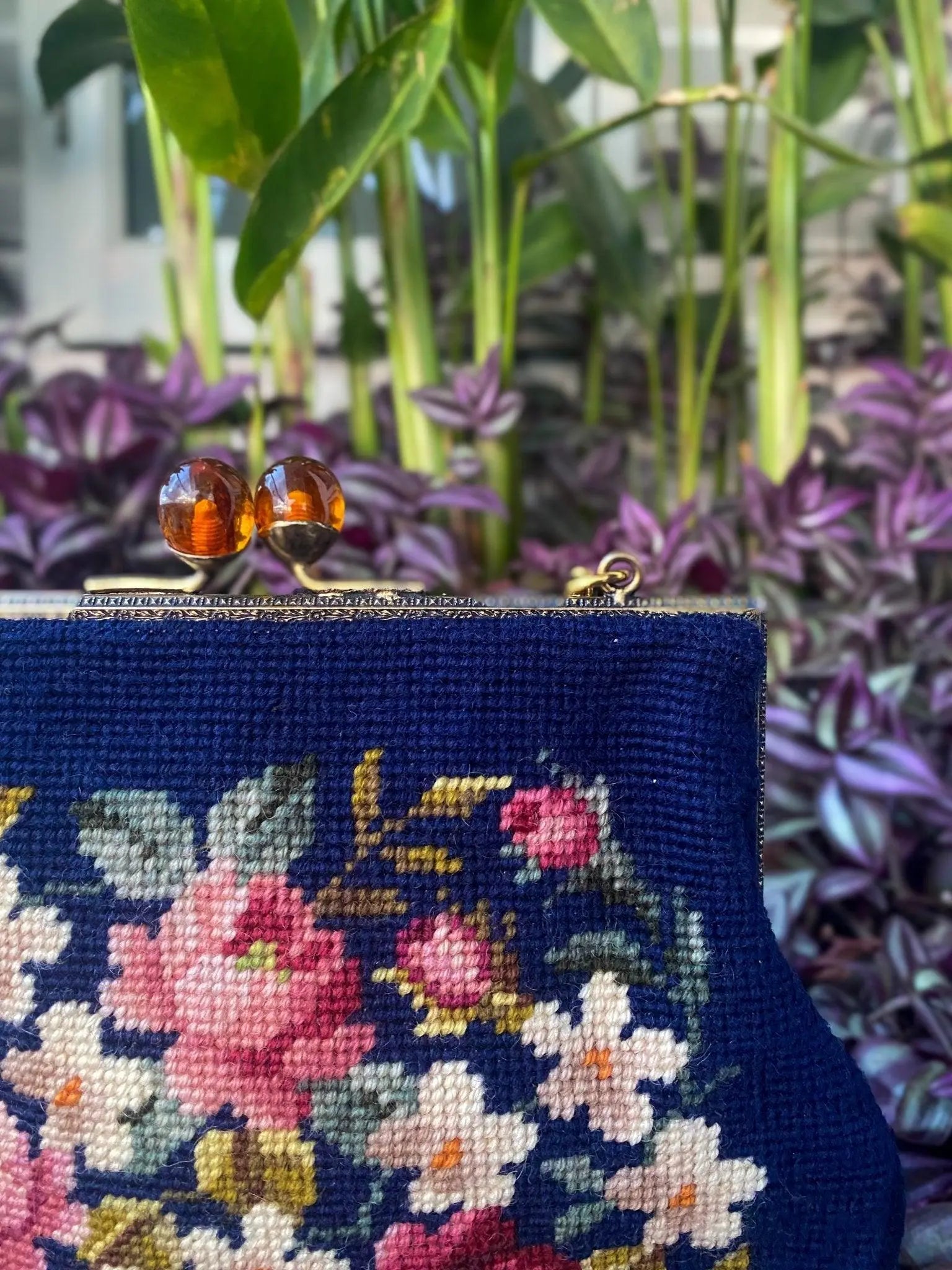 FLORAL PETIT POINT VINTAGE BAG FROM 1960'S - Rachana Reddy